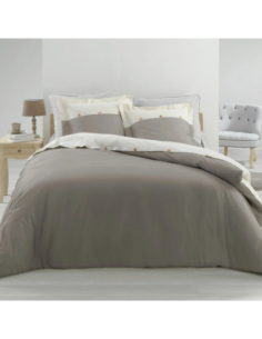 Parure de couette 3p 240x220 cm percale Vice Versa – Taupe/Lin