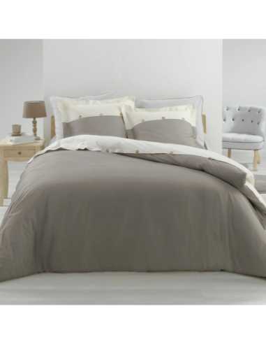 Parure de couette 3p 240x220 cm percale Vice Versa – Taupe/Lin