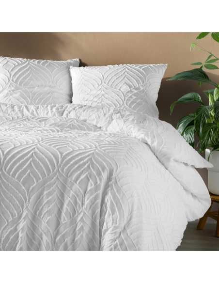 Parure de couette 3p 260x240 cm microfib tuftée Heltie – Blanc