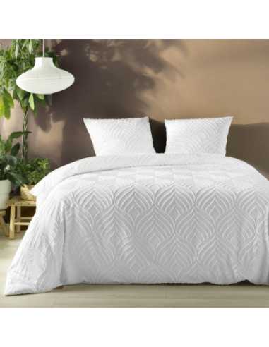 Parure de couette 3p 260x240 cm microfib tuftée Heltie – Blanc
