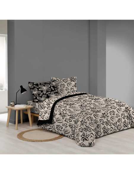 Parure de drap 4 pièces 140x190 cm coton imprimé Laurette