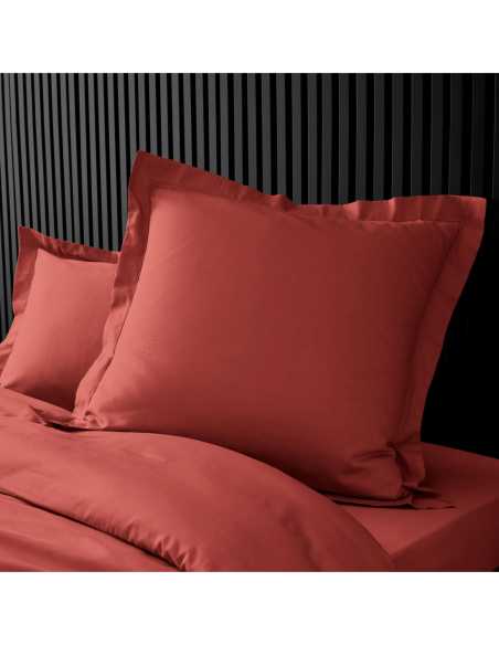 Taie d'oreiller 63x63 cm percale coton Percaline – Terracotta