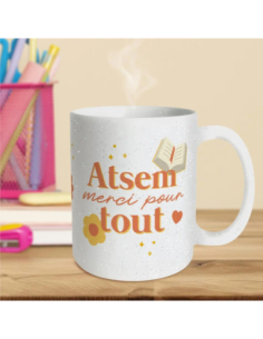 Mug paillettes 30cl ATSEM merci pour tout | Cadeau ATSEM fin d'année 2