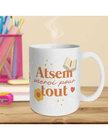 Mug paillettes 30cl ATSEM merci pour tout | Cadeau ATSEM fin d'année
