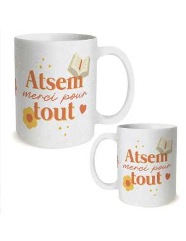 Mug paillettes 30cl ATSEM merci pour tout | Cadeau ATSEM fin d'année