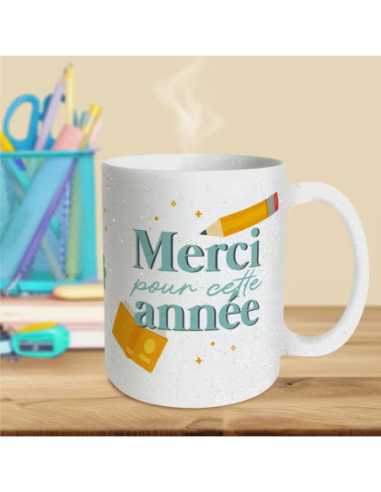 Mug paillettes 30cl Merci pour cette année | Cadeau fin d'année école