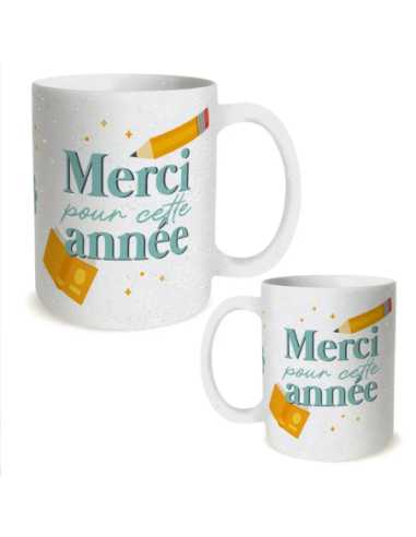 Mug paillettes 30cl Merci pour cette année | Cadeau fin d'année école
