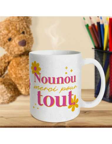 Mug paillettes 30cl Nounou merci pour tout | Cadeau nounou