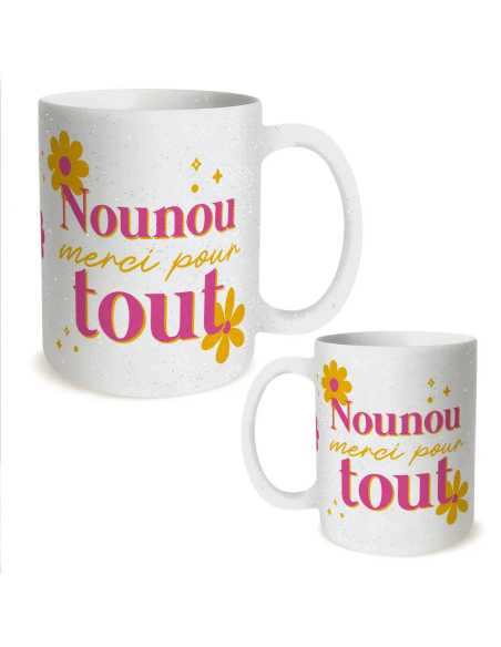 Mug paillettes 30cl Nounou merci pour tout | Cadeau nounou