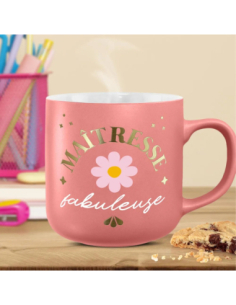 Mug rose mat 30cl Maitresse fabuleuse | Cadeau maîtresse fin d'année 2
