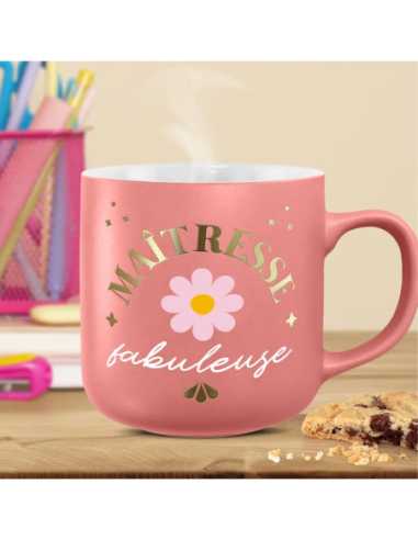 Mug rose mat 30cl Maitresse fabuleuse | Cadeau maîtresse fin d'année