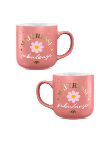 Mug rose mat 30cl Maitresse fabuleuse | Cadeau maîtresse fin d'année