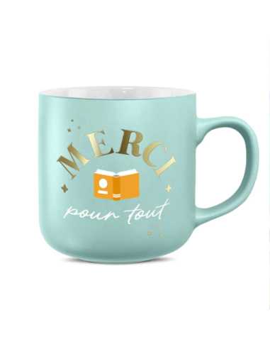 Mug vert pâle mat 30cl Merci pour tout | Cadeau remerciement fin d'année