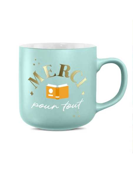 Mug vert pâle mat 30cl Merci pour tout | Cadeau remerciement fin d'année