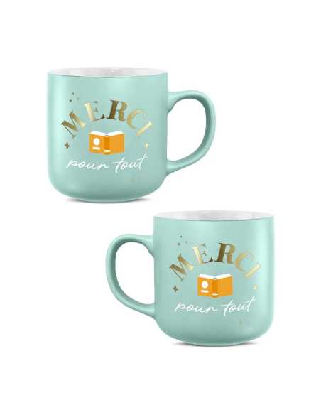 Mug vert pâle mat 30cl Merci pour tout | Cadeau remerciement fin d'année