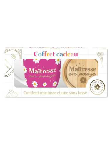 Coffret tasse et sous-tasse Merci pour cette année | Cadeau maîtresse