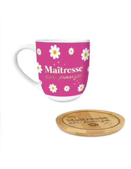 Coffret tasse et sous-tasse Merci pour cette année | Cadeau maîtresse