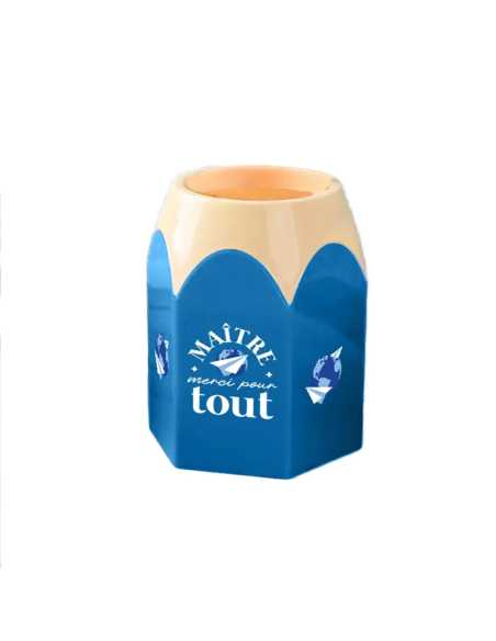 Pot à crayons forme crayon Maitre merci pour tout PVC | Cadeau maître