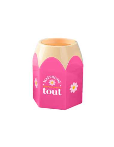 Pot à crayons forme crayon Maitresse merci pour tout PVC | Cadeau maîtresse