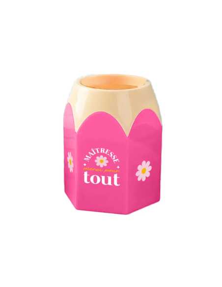 Pot à crayons forme crayon Maitresse merci pour tout PVC | Cadeau maîtresse