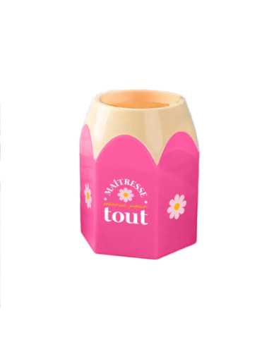 Pot à crayons forme crayon Maitresse merci pour tout PVC | Cadeau maîtresse