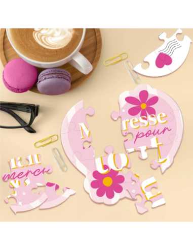 Puzzle cœur rose Maitresse merci pour tout à personnaliser | Cadeau maîtresse