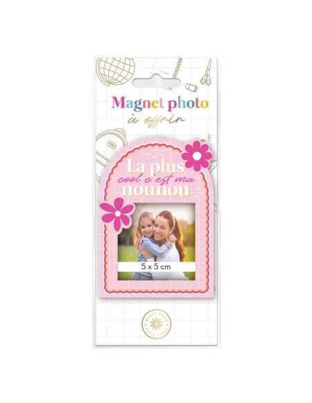 Magnet cadre photo bois La plus cool c'est ma nounou | Cadeau nounou