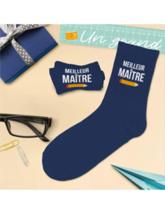 Chaussettes Meilleur maitre bleu T39-45 | Cadeau original maître 2