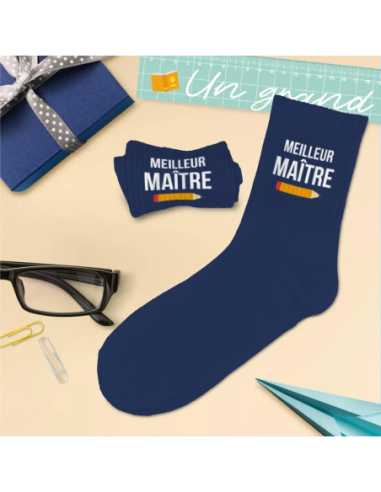 Chaussettes Meilleur maitre bleu T39-45 | Cadeau original maître