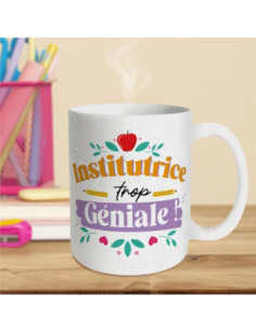 Mug paillettes 30cl Institutrice trop géniale | Cadeau institutrice 2
