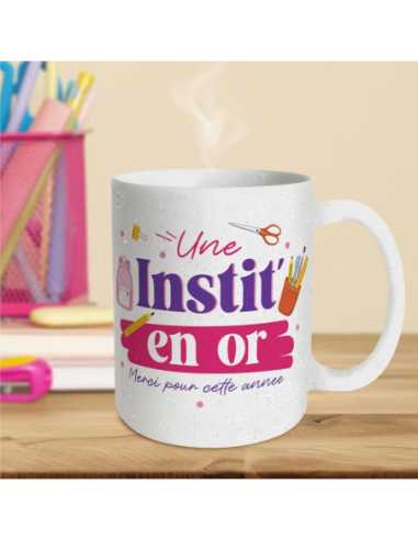 Mug paillettes 30cl Une instit en or | Cadeau institutrice fin d'année