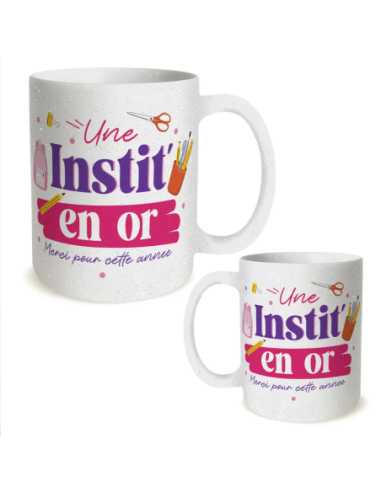 Mug paillettes 30cl Une instit en or | Cadeau institutrice fin d'année