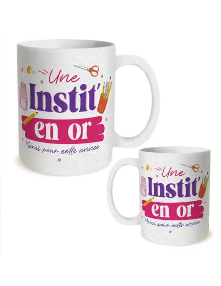 Mug paillettes 30cl Une instit en or | Cadeau institutrice fin d'année