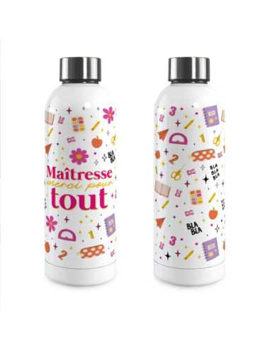 Gourde isotherme Maitresse merci pour tout 0,5L | Cadeau fin d'année