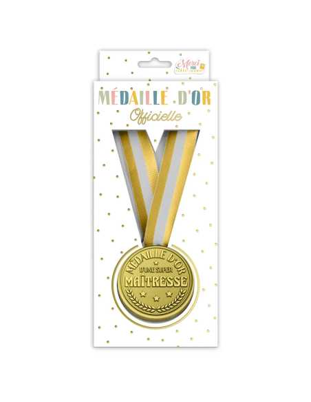 Médaille d'or Super maitresse | Cadeau original fin d'année maîtresse