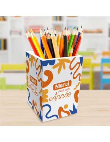 Pot à crayons en bois Merci pour cette année | Cadeau maîtresse