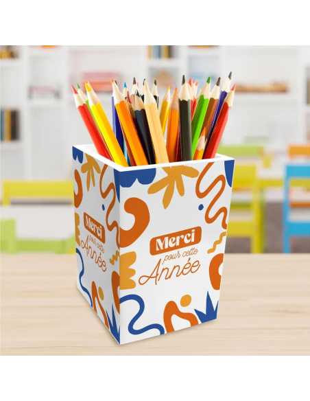 Pot à crayons en bois Merci pour cette année | Cadeau maîtresse