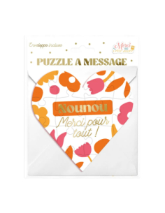 Puzzle cœur blanc Nounou merci pour tout à personnaliser | Cadeau nounou