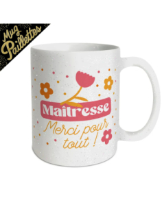 Mug paillettes 30cl Maitresse merci pour tout | Cadeau maîtresse