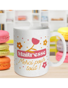 Mug paillettes 30cl Maitresse merci pour tout | Cadeau maîtresse 2
