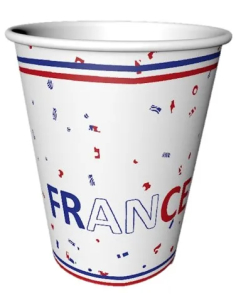 Lot 8 Gobelets Carton 22 cl Bleu-Blanc-Rouge France | marcheauxaffaires.fr