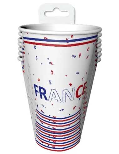 Lot 8 Gobelets Carton 22 cl Bleu-Blanc-Rouge France | marcheauxaffaires.fr
