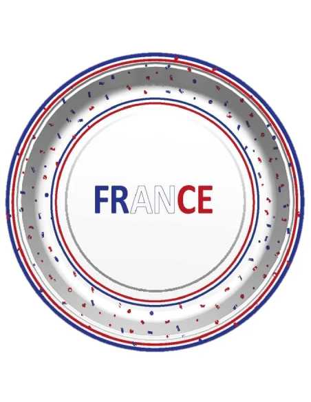 Lot 8 Assiettes Carton 22 cm Bleu-Blanc-Rouge France | marcheauxaffaires.fr