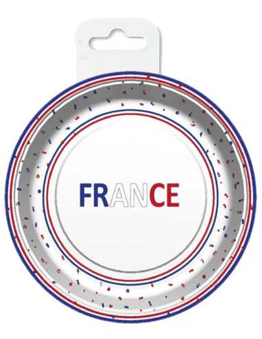 Lot 8 Assiettes Carton 22 cm Bleu-Blanc-Rouge France | marcheauxaffaires.fr