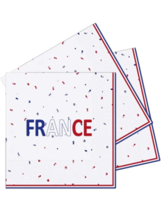 Lot 16 Serviettes Papier 33x33 cm Bleu-Blanc-Rouge France | marcheauxaffaires.fr