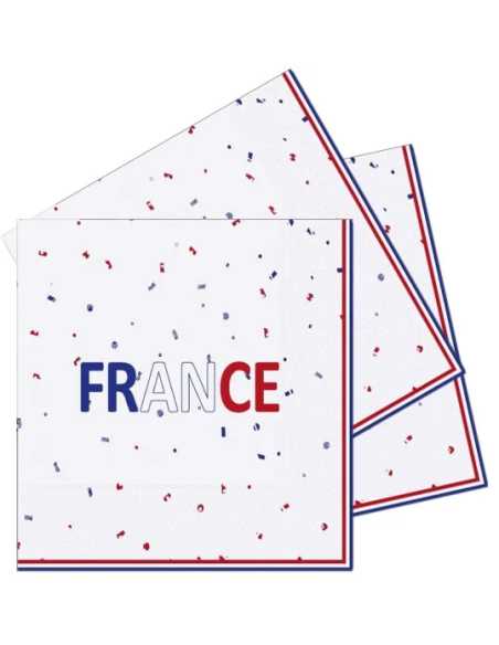 Lot 16 Serviettes Papier 33x33 cm Bleu-Blanc-Rouge France | marcheauxaffaires.fr