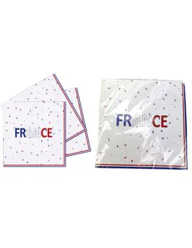 Lot 16 Serviettes Papier 33x33 cm Bleu-Blanc-Rouge France | marcheauxaffaires.fr