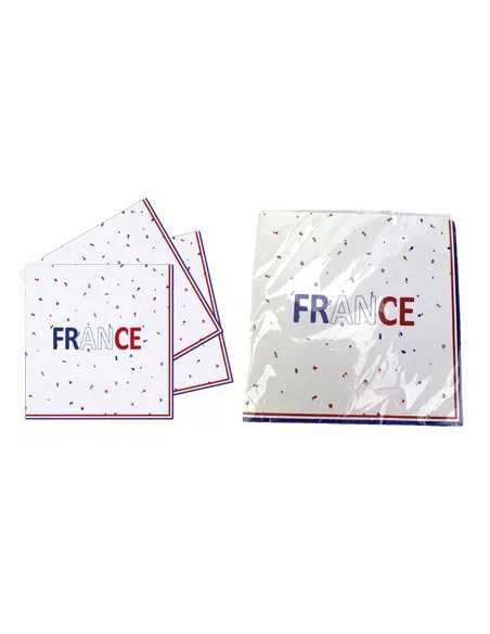 Lot 16 Serviettes Papier 33x33 cm Bleu-Blanc-Rouge France | marcheauxaffaires.fr