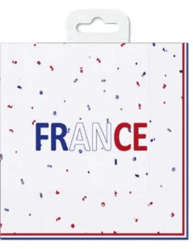 Lot 16 Serviettes Papier 33x33 cm Bleu-Blanc-Rouge France | marcheauxaffaires.fr