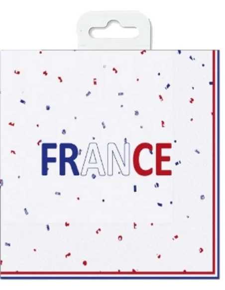 Lot 16 Serviettes Papier 33x33 cm Bleu-Blanc-Rouge France | marcheauxaffaires.fr